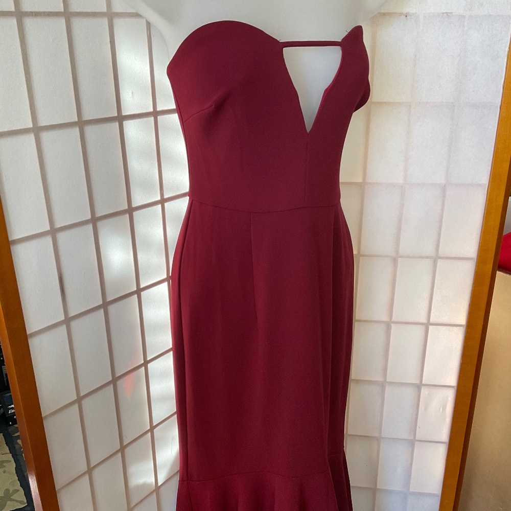 Gorgeous Burgundy-WIne mermaid strapless dress